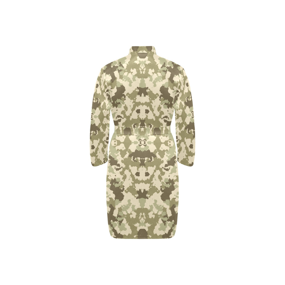 Light Green camouflage pattern Men's Long Sleeve Belted Night Robe
