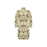 Light Green camouflage pattern Men's Long Sleeve Belted Night Robe