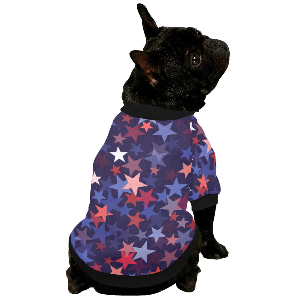 Red blue star pattern All Over Print Pet Dog Round Neck Fuzzy Shirt