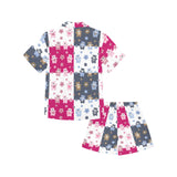 Teddy Bear Pattern Print Design 03 Kids' Boys' Girls' V-Neck Short Pajama Set