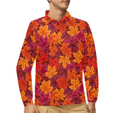 Autumn maple leaf pattern Men's Long Sleeve Polo Shirt