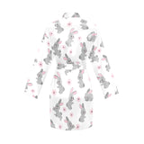 Watercolor cute rabbit pattern Women's Long Sleeve Belted Night Robe