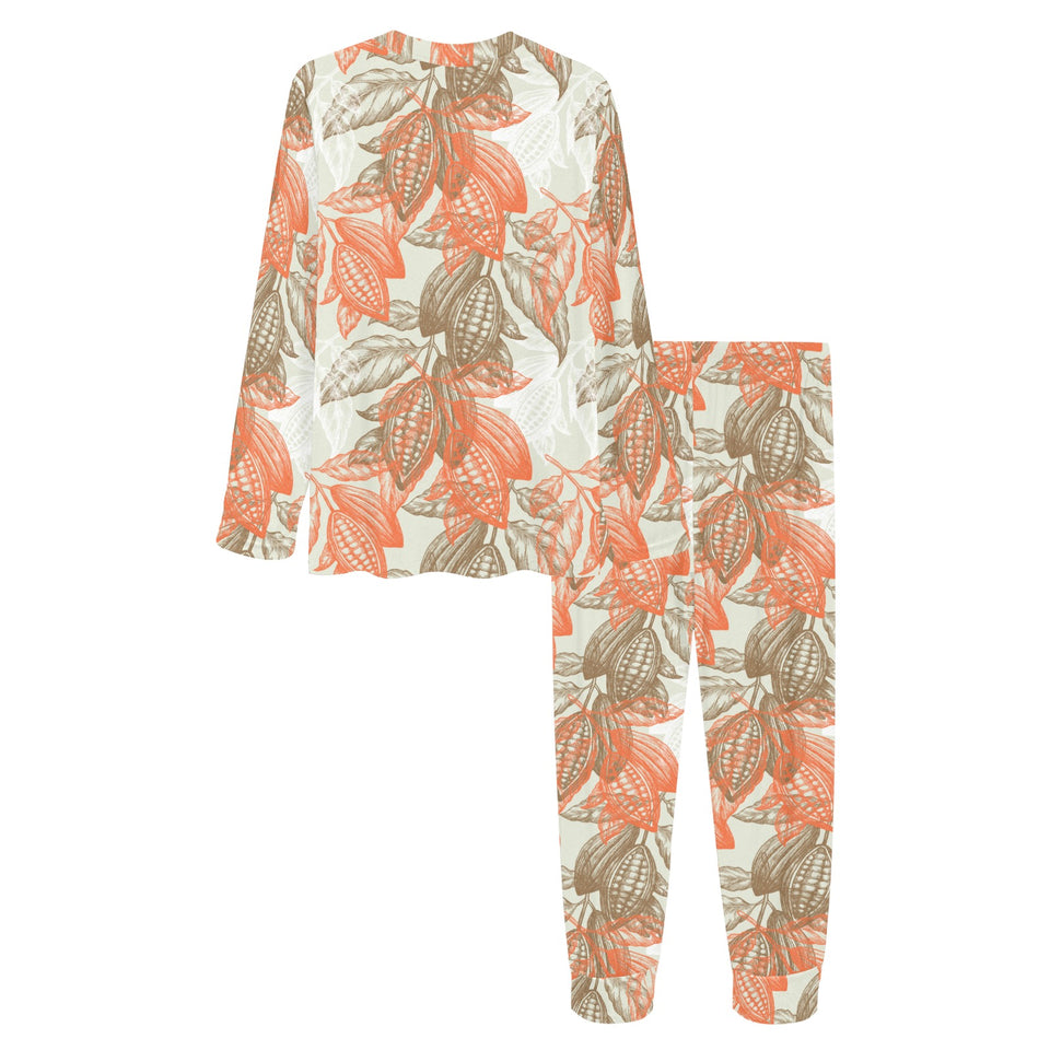Cocoa beans Cocoa tree pattern Women's All Over Print Pajama Set