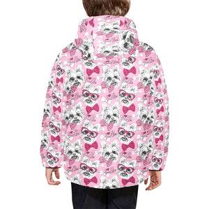 Yorkshire Terrier Pattern Print Design 03 Kids' Boys' Girls' Padded Hooded Jacket