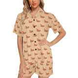 Sausage Pattern Print Design 03 Women's V-Neck Short Pajama Set