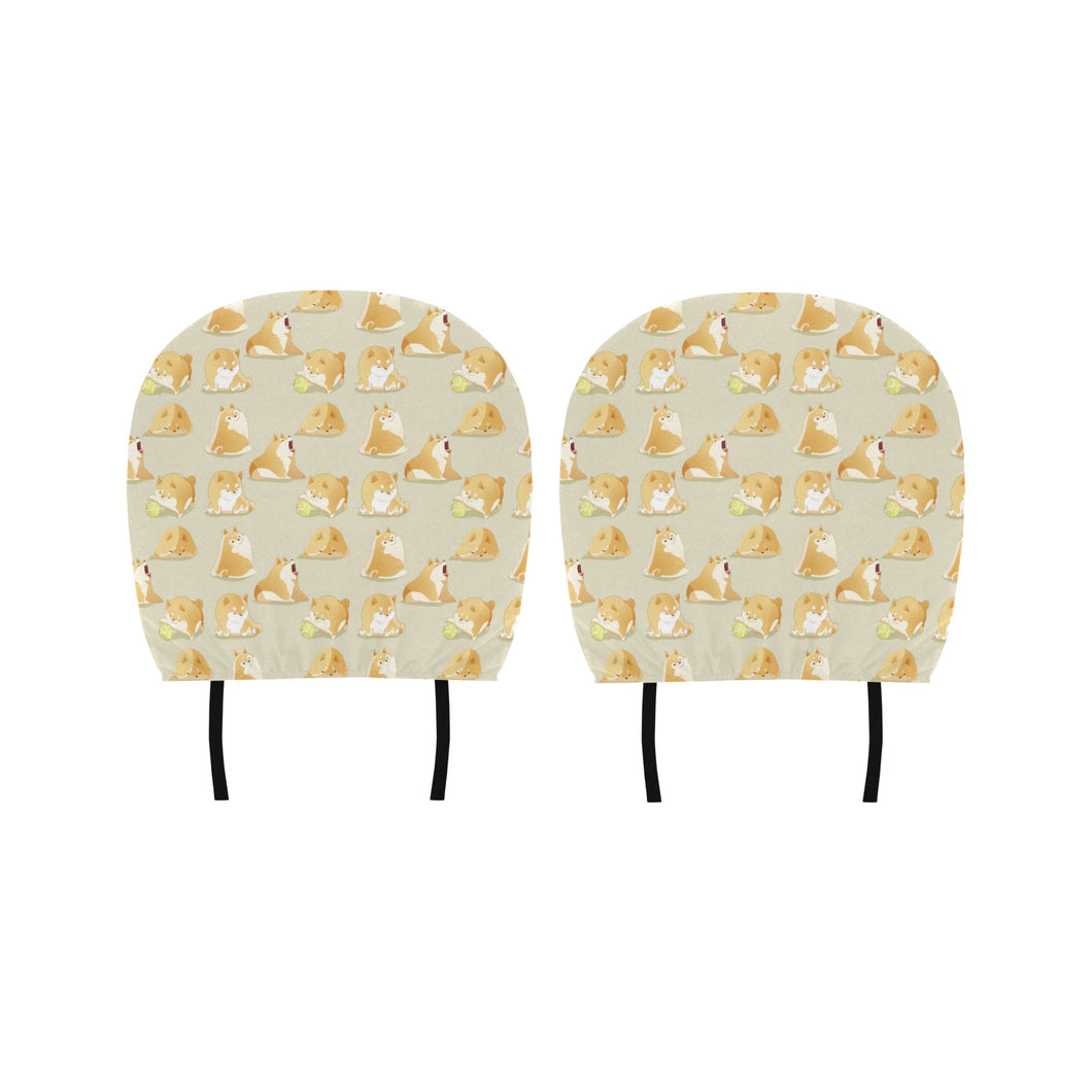 Cute fat shiba inu dog pattern Car Headrest Cover