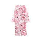 Pink flamingos pattern background Blanket Robe with Sleeves