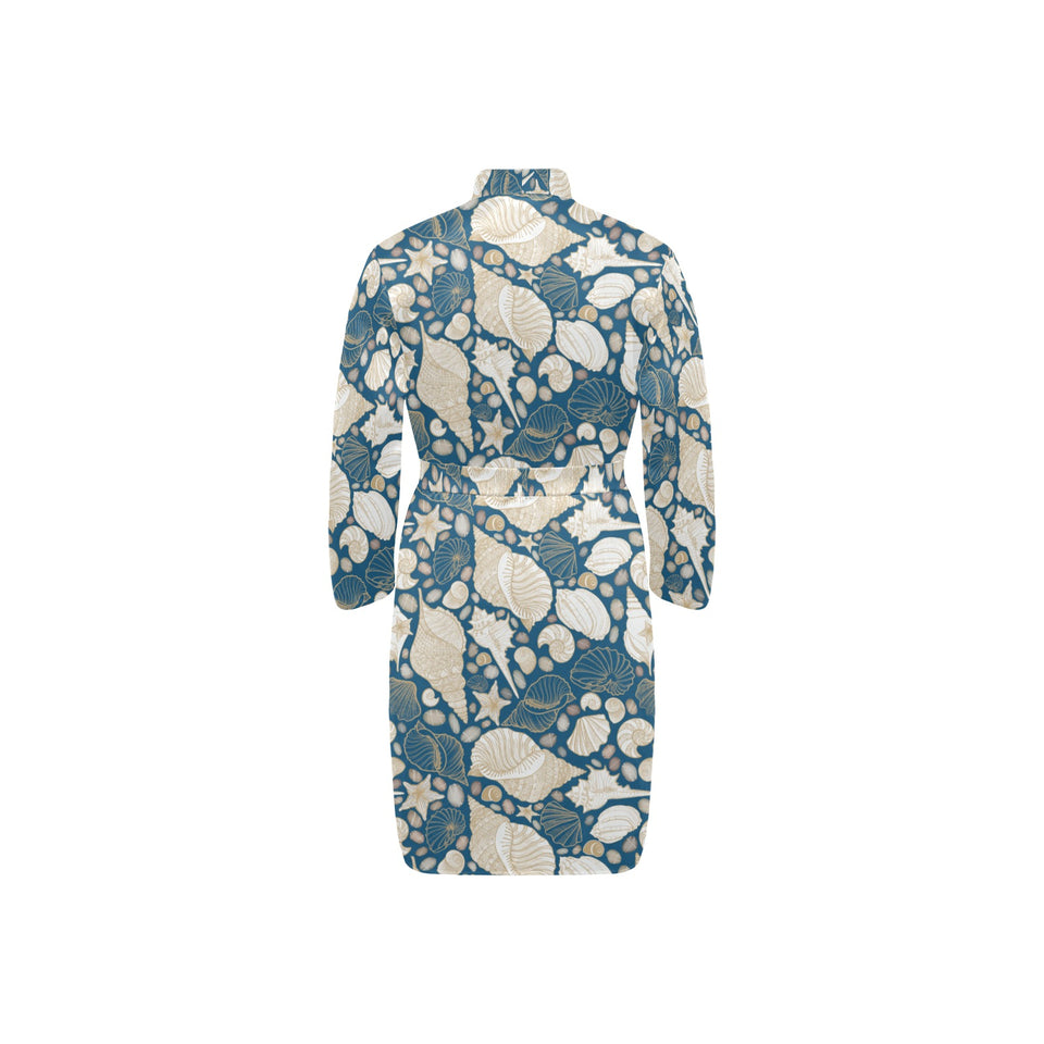 Sea turtle Polynesian Tribal design pattern Men's Long Sleeve Belted Night Robe