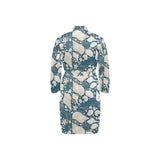 Sea turtle Polynesian Tribal design pattern Men's Long Sleeve Belted Night Robe