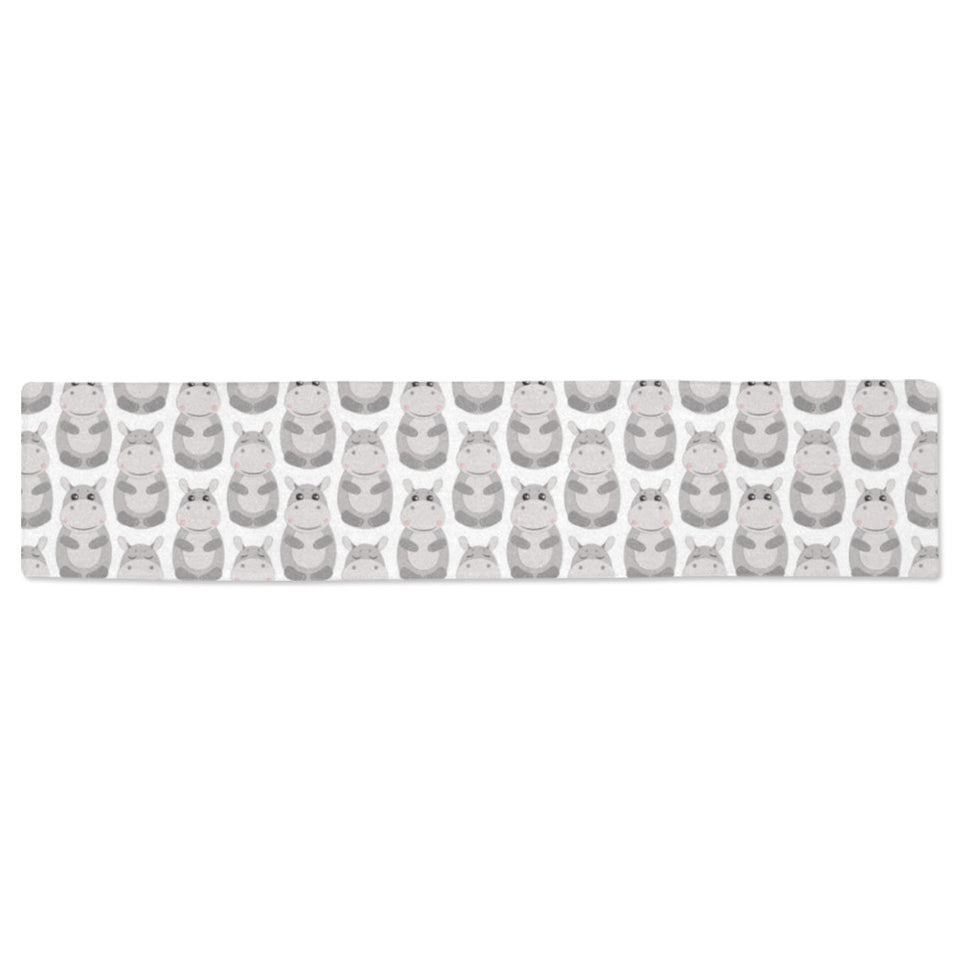 Hippopotamus Pattern Print Design 05 Table Runner