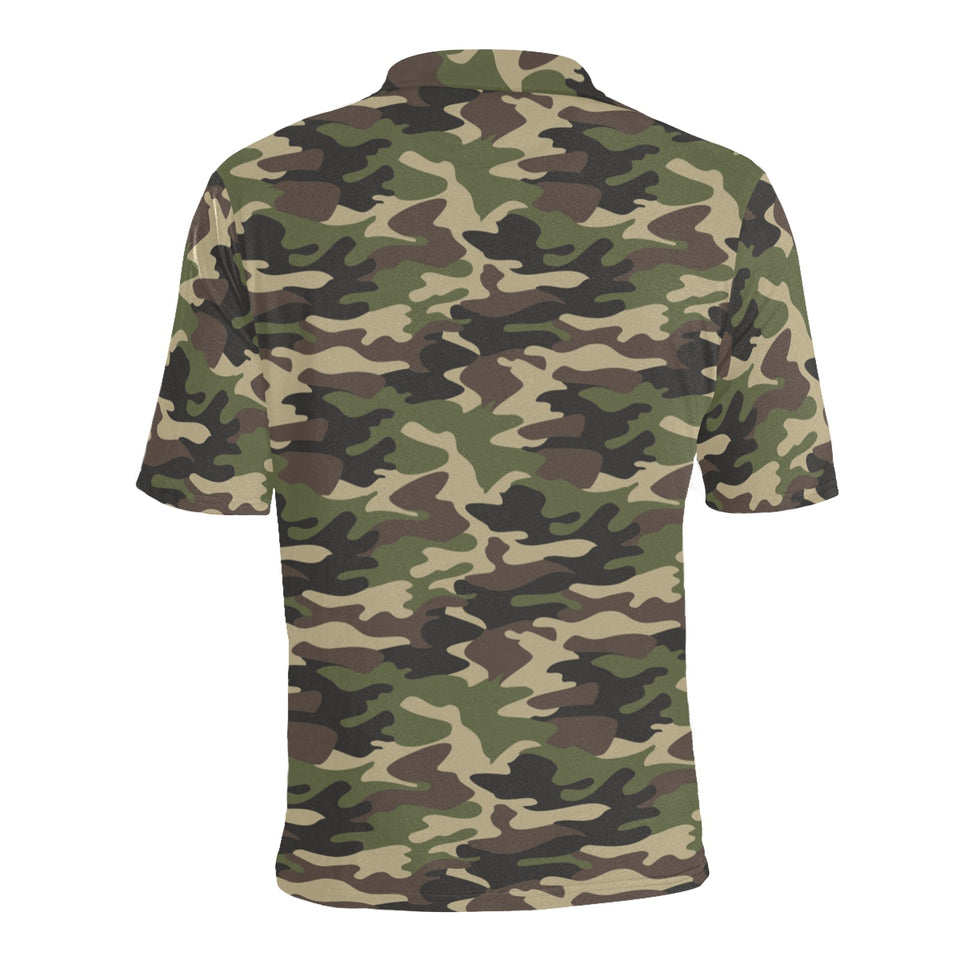 Dark Green camouflage pattern Men's All Over Print Polo Shirt