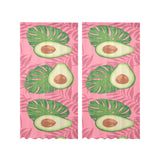 Avocado slices leaves pink back ground Gauze Curtain