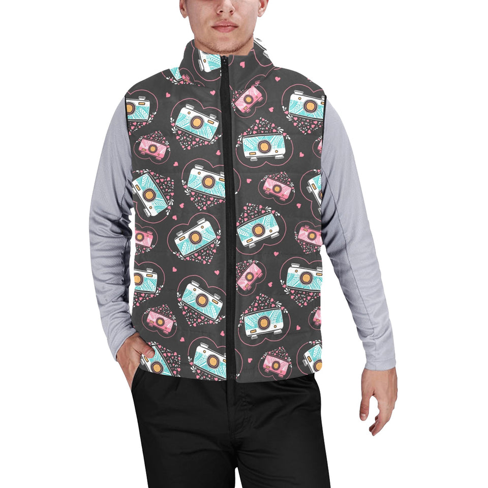 Camera Pattern Print Design 04 Men's Padded Vest