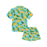 banana leaves banana design pattern Kids' Boys' Girls' V-Neck Short Pajama Set