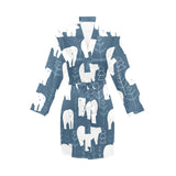 polar bear mother her child pattern Women's Long Sleeve Belted Night Robe