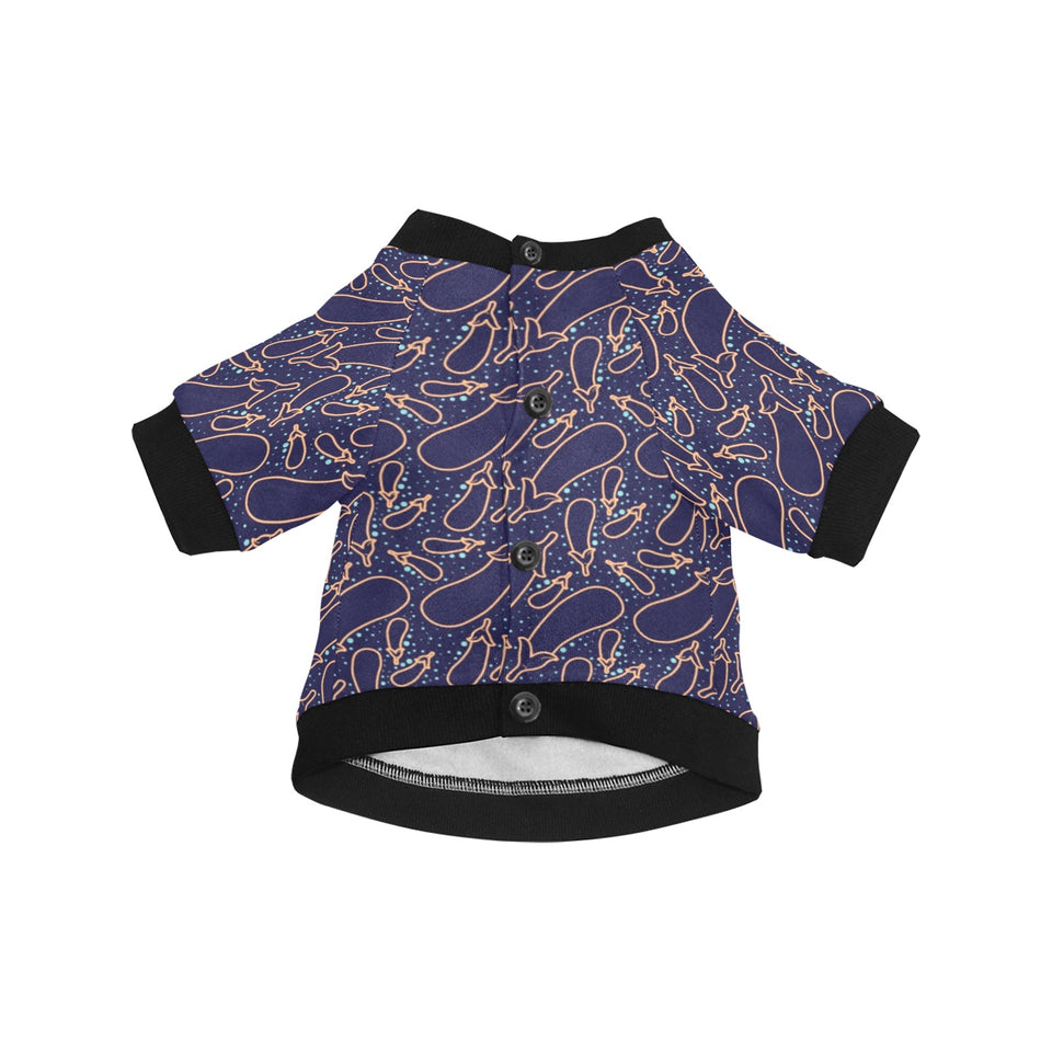 Eggplant Pattern Print Design 04 All Over Print Pet Dog Round Neck Fuzzy Shirt