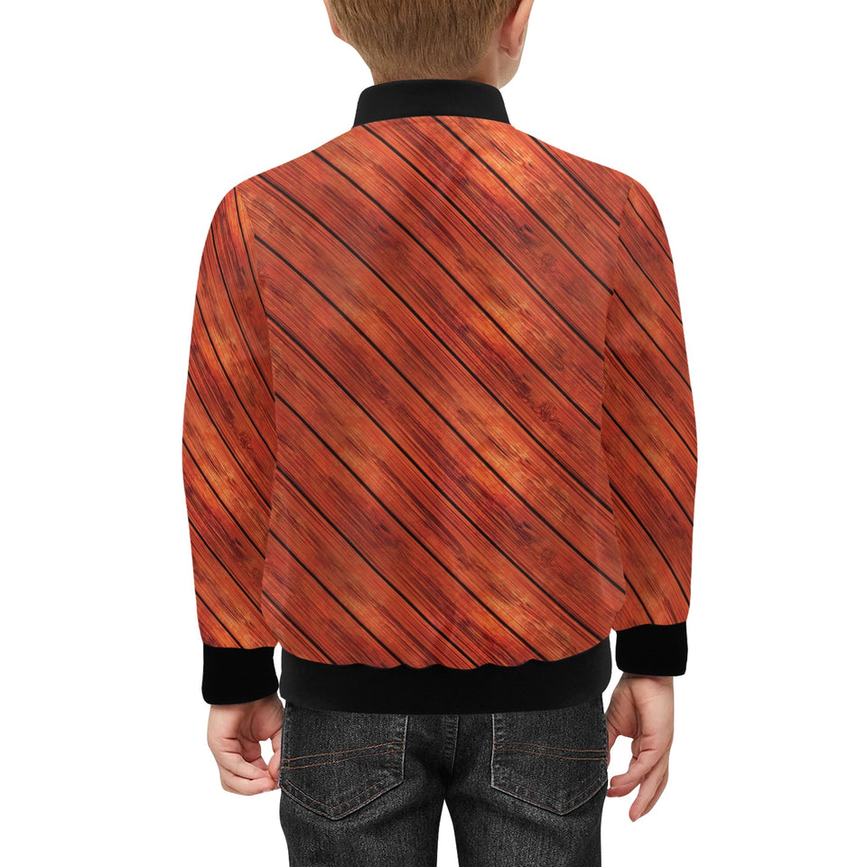 Wood Printed Pattern Print Design 03 Kids' Boys' Girls' Bomber Jacket