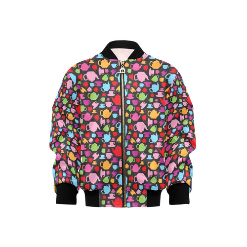 Tea pots Pattern Print Design 01 Kids' Boys' Girls' Bomber Jacket