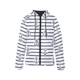 Anchor rope nautical pattern Women's Padded Hooded Jacket