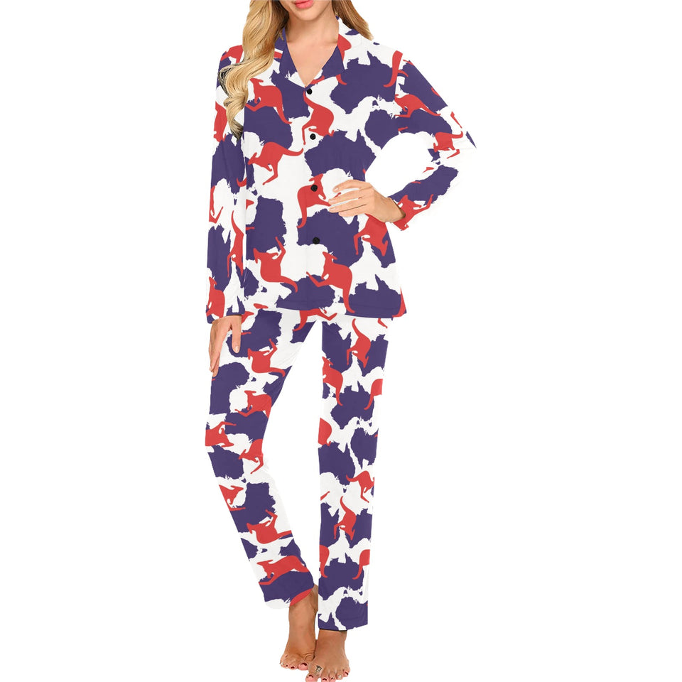 Kangaroo Australian pattern Women's Long Pajama Set