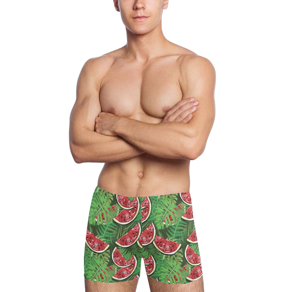 Watermelons tropical palm leaves pattern backgroun Men's Swimming Trunks