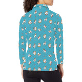 Jack Russel Pattern Print Design 03 Women's Long Sleeve Polo Shirt