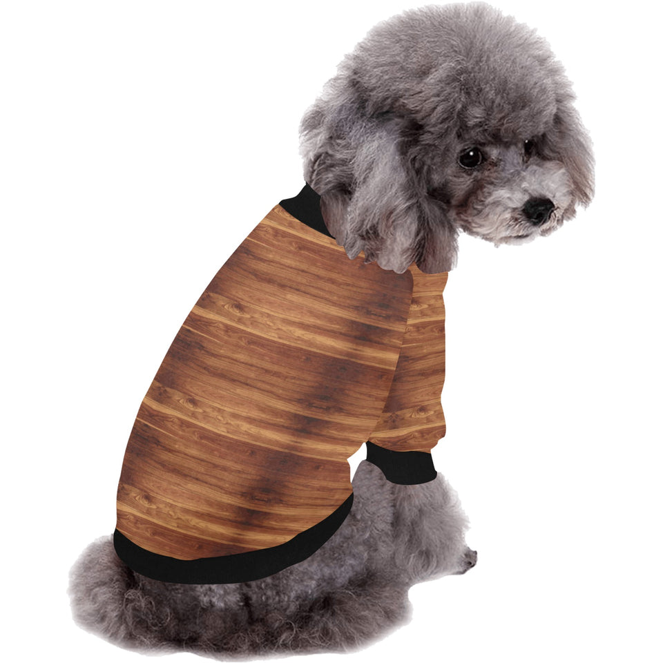 Wood Printed Pattern Print Design 04 All Over Print Pet Dog Round Neck Fuzzy Shirt