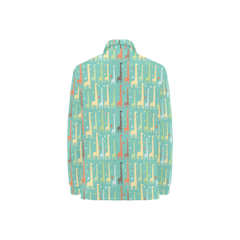 Giraffe Pattern Print Design 01 Women's Long Sleeve Polo Shirt