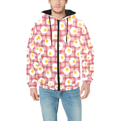 Fried Eggs Pattern Print Design 03 Men's Padded Hooded Jacket
