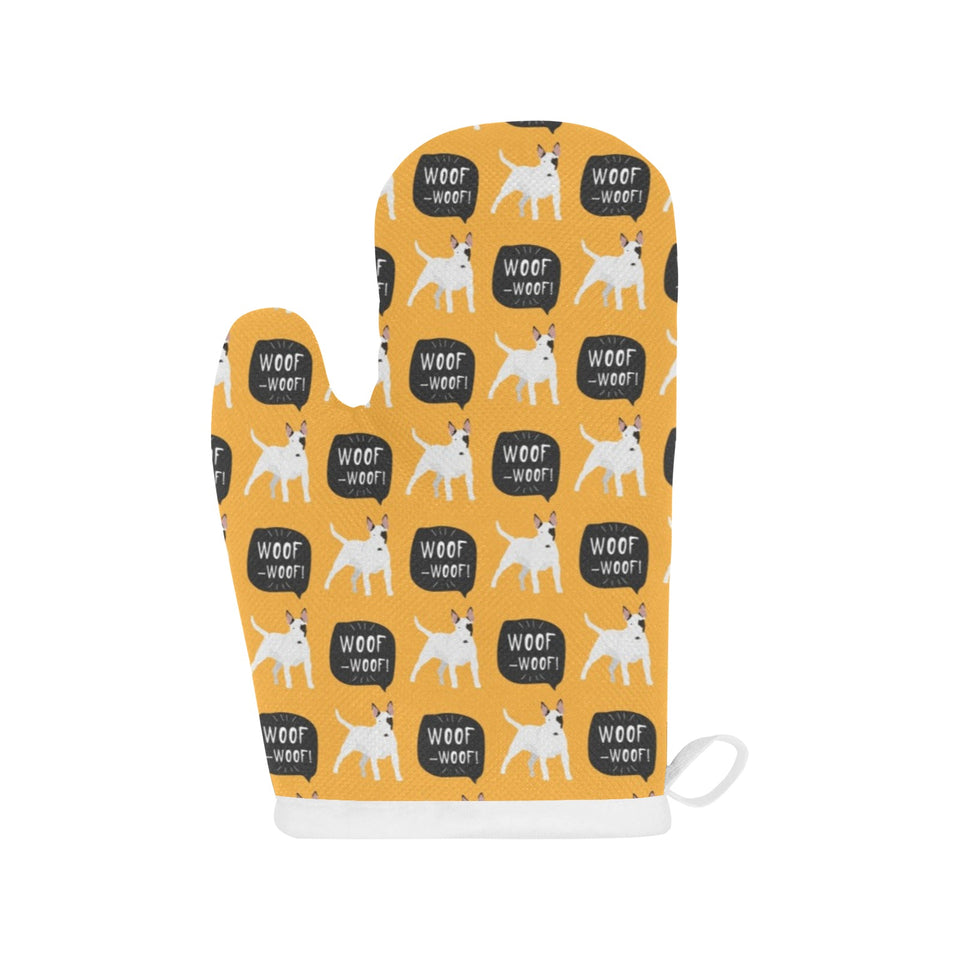 Bull Terrier Pattern Print Design 03 Heat Resistant Oven Mitts