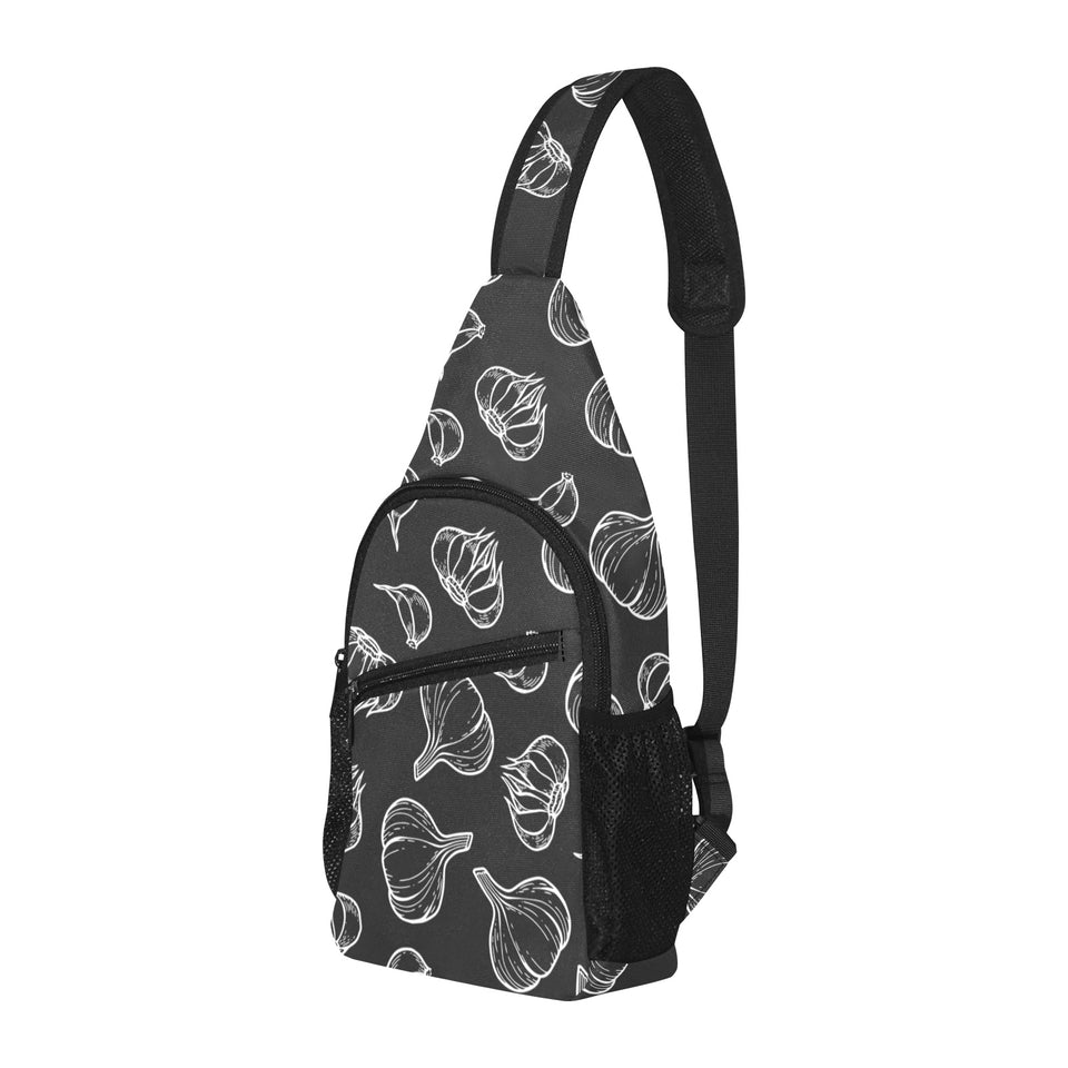 Garlic pattern black background All Over Print Chest Bag