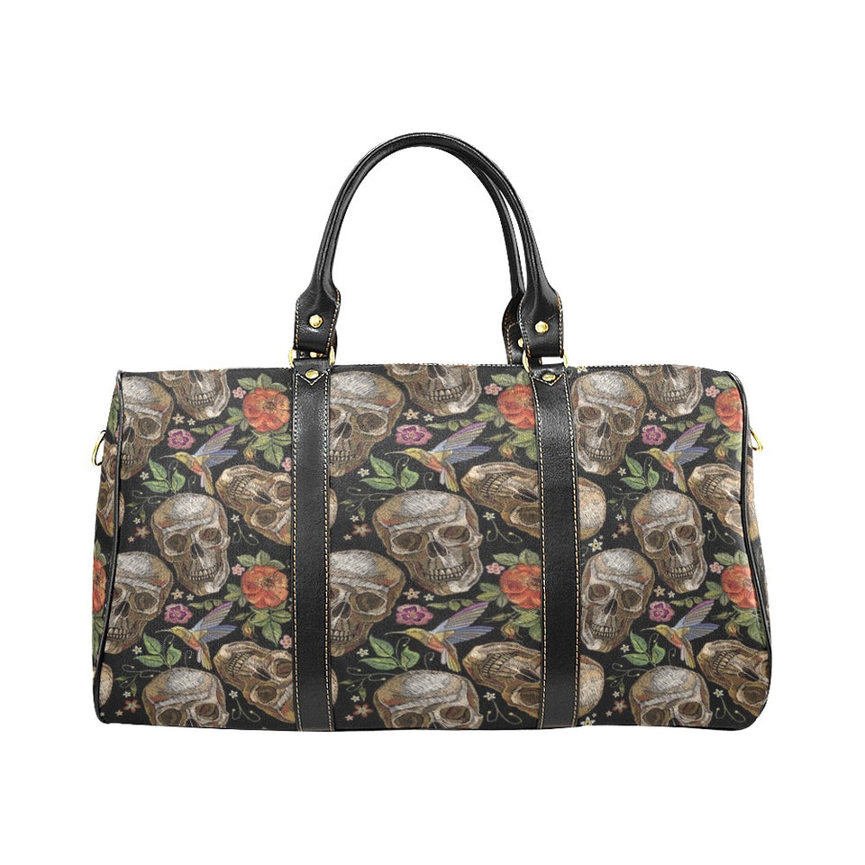 Skull rose humming bird flower pattern Travel Bag