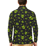 Alien Pattern Print Design 02 Men's Long Sleeve Polo Shirt