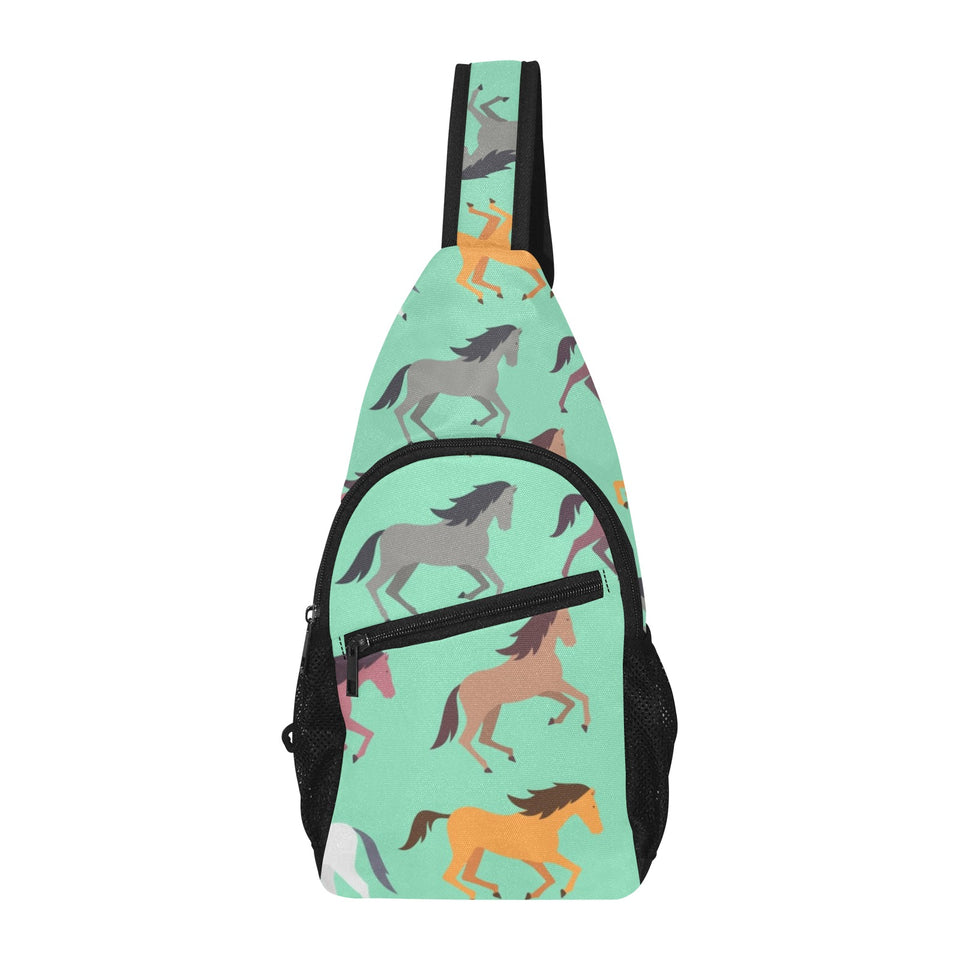 Colorful horses pattern All Over Print Chest Bag