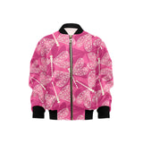Beautiful dragonfly pink background Kids' Boys' Girls' Bomber Jacket