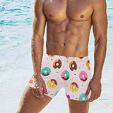 Donut pattern glaze pink background Men's Swimming Trunks