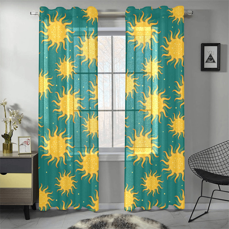 Sun green background Gauze Curtain