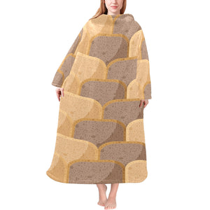 Bread Toast Pattern Print Design 04 Blanket Robe with Sleeves