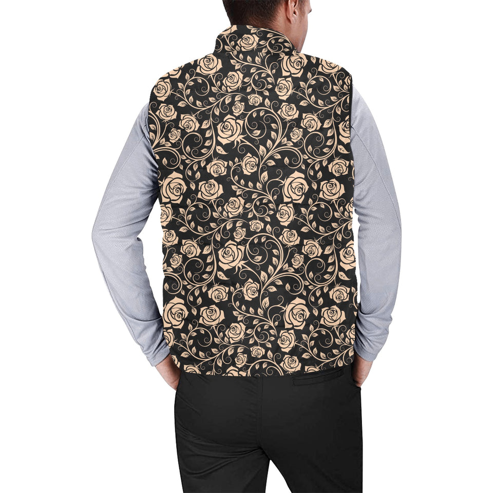 Rose Pattern Print Design 04 Men's Padded Vest