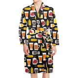 Beer type pattern Men's Long Sleeve Belted Night Robe