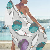 Bowling ball and pin gray background Beach Towel
