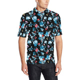 Skull flower roses leave pattern Men's All Over Print Polo Shirt