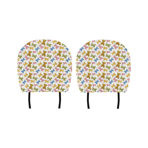 Teddy Bear Pattern Print Design 01 Car Headrest Cover