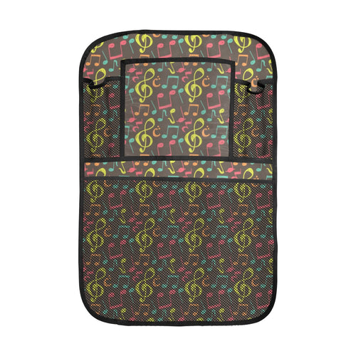 Music Notes Pattern Print Design 05 Car Seat Back Organizer