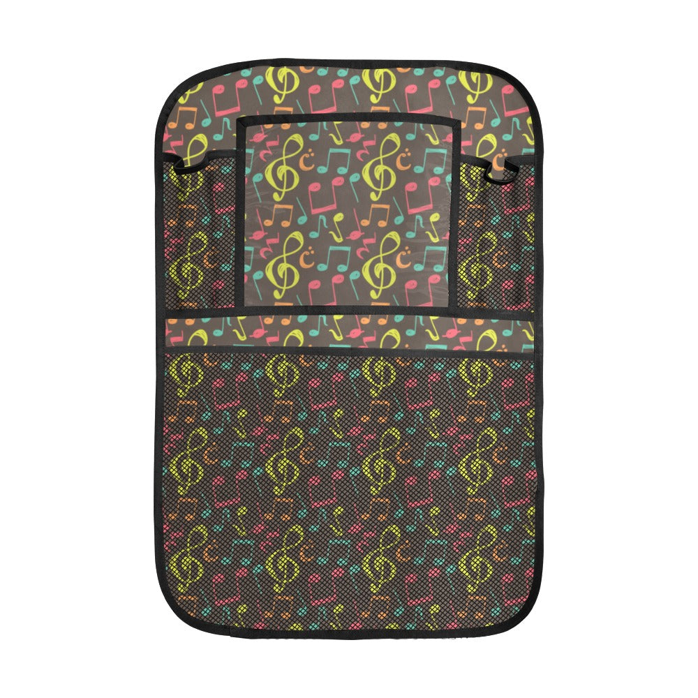 Music Notes Pattern Print Design 05 Car Seat Back Organizer