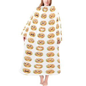 Hamburger Pattern Print Design 04 Blanket Robe with Sleeves