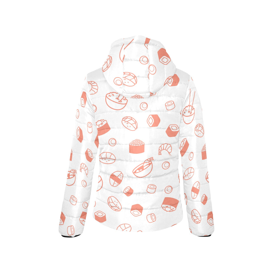 Sushi pattern Women's Padded Hooded Jacket