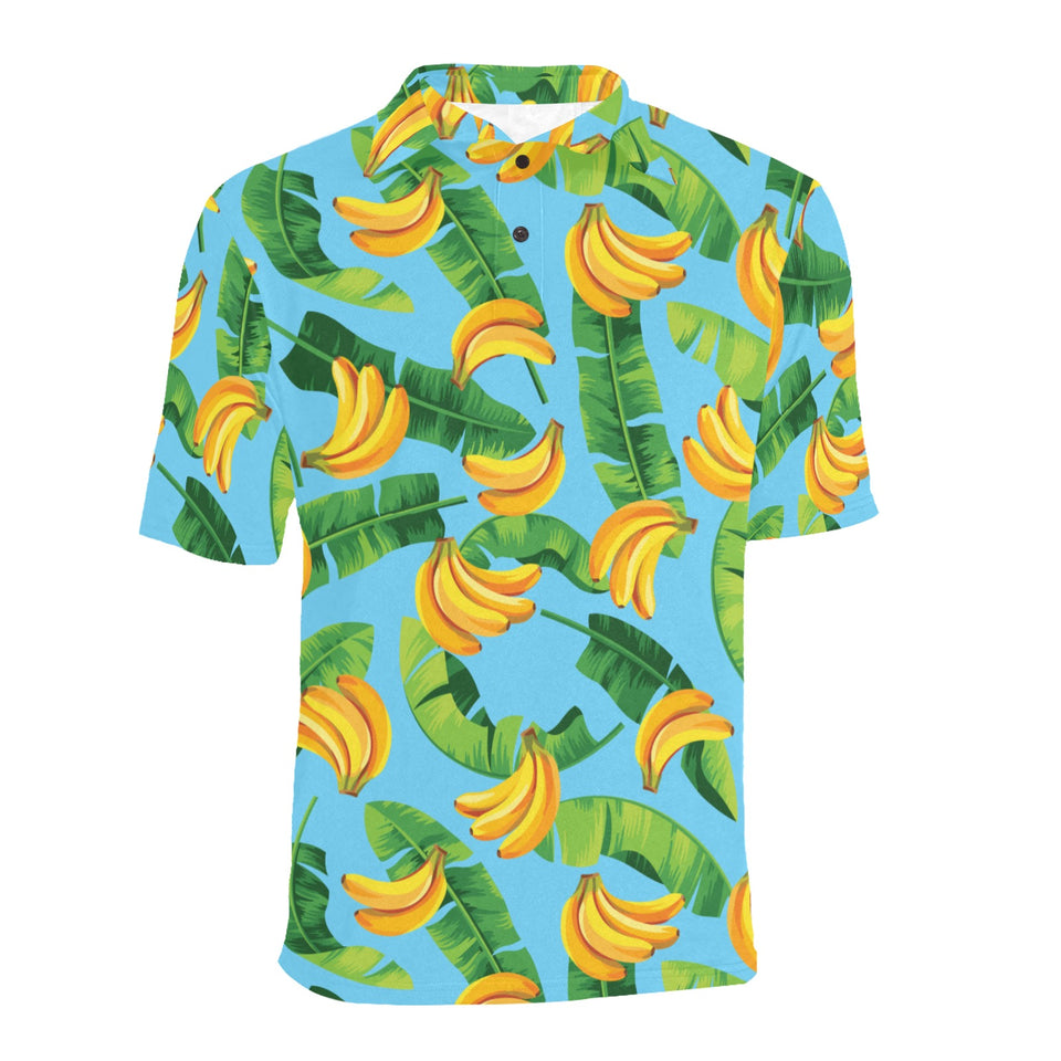 banana leaves banana design pattern Men's All Over Print Polo Shirt