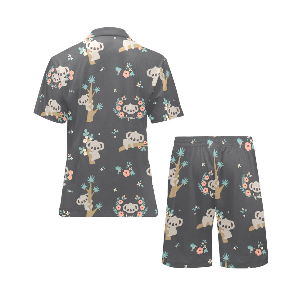 Cute koala pattern Men's V-Neck Short Pajama Set