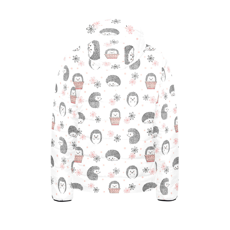 Hedgehog Pattern Print Design 02 Kids' Boys' Girls' Padded Hooded Jacket